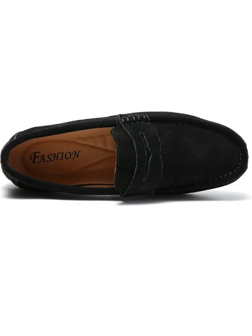 FASHION Men's Black Suede Leather Loafers Penny Slip On Walking Casual Shoes